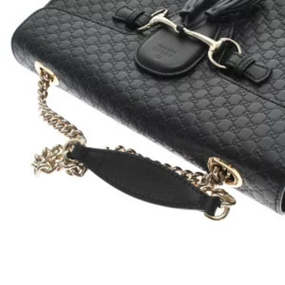 Gucci Chain Black Shoulder Shoulder Horsebit Leather ssima Bag - Picture 3 of 9
